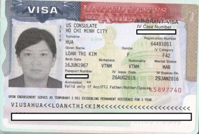 Visa bảo lãnh diện F4 của chị Hứa Thị Kim Loan